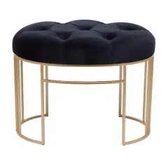 24" Velvet & Metal Glam Bench Black