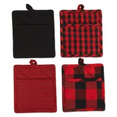 DII&reg; Red & Black Potholder Set Red and Black