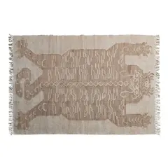 Hello Honey&reg; Natural and Brown Cotton and Jute Rug with Tiger and Tassels, 9ft. x 6ft.