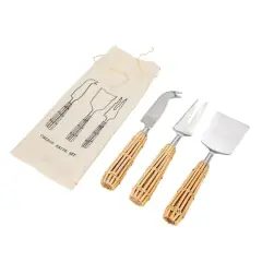 Hello Honey&reg; Stainless Steel Charcuterie Knife Set with Rattan Wrapped Handles