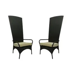 Black Resin Wicker Outdoor Patio King Chairs Set
