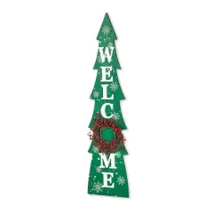 Glitzhome&reg; 3.5ft. Wooden Welcome Christmas Tree Porch Sign