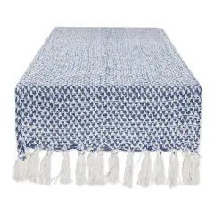 DII&reg; 108" Woven Fringed Table Runner Nautical Blue