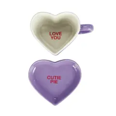 Miss Valentine Purple Ceramic Candy Heart Mug & Saucer