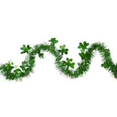 2ft. St. Patrick's Day Irish Shamrock Laser Tinsel Unlit Garland