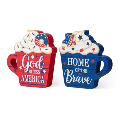 Glitzhome&reg; Patriotic Americana Coffee Cup Table D&eacute;cor Set