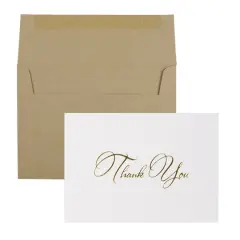 JAM Paper Thank You Card Set with Gold Script, 25ct. Brown Kraft