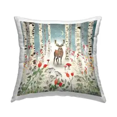 Stupell Industries Woodland Birch Deer Pillow