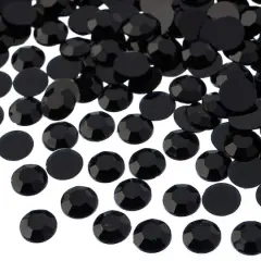 John Bead Acrylic Round Flat Back Rhinestones, 10mm Black