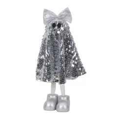 17" Standing Sequin Fabric Ghost with Bow Tabletop D&eacute;cor by Ashland&reg; Silver