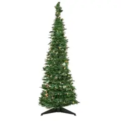 4ft. Pre-Lit Green Tinsel Pop-Up Artificial Christmas Tree, Clear Lights