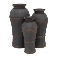 Brown Metal Rustic Vase Set