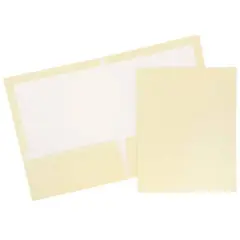 JAM Paper Laminated 2-Pocket Glossy Folders, 6ct. Ivory