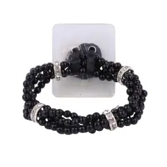 JAM Paper Bead & Rhinestone Bracelet Black