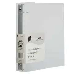 JAM Paper 1.5" Glass Twill Plastic 3-Ring Binder Clear