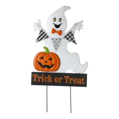 Glitzhome&reg; 32" Lighted Metal Halloween Ghost Yard Stake