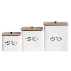 White Metal Farmhouse Canisters Set