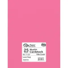 PA Paper&trade; Accents 8.5" x 11" 73lb. Textured Muslin Cardstock, 25 sheets Love Bug