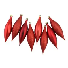 8ct. 5.5" 4-Finish Red Hot Shatterproof Finial Drop Ornaments