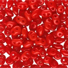 Superduo Two-Hole Czech Glass Beads Opal Red Solid