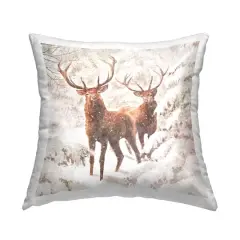 Stupell Industries Winter Wildlife Buck Duo Throw Pillow
