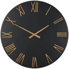 31" Modern Black & Gold Metal Wall Clock