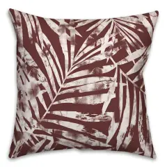18" x 18" Distressed Leaves Indoor/Outdoor Throw Pillow Maroon