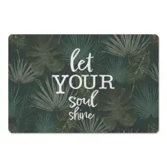 Let Your Soul Shine Topical Palm Floor Mat Gray and Green