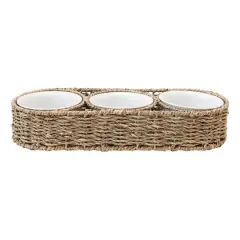 Hello Honey&reg; Hand-Woven Seagrass Basket & Ceramic Bowls Set