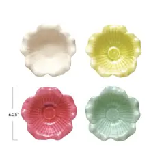 Hello Honey&reg; 6" Crackle Glaze Debossed Stoneware Flower Bowl Set