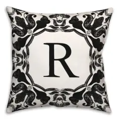 Black & White Monogram Indoor/Outdoor Pillow R