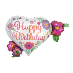 SuperShape&trade; XL&reg; 27" Happy Birthday Floral Print Foil Balloon