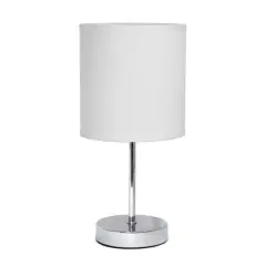 Creekwood Home Nauru 12" Brushed Nickel Petite Metal Stick Table Lamp White