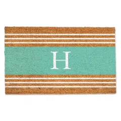 Teal Monogram Stripe Doormat H