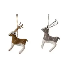 Hello Honey&reg; 6.5" Handmade Wool Felt Reindeer Ornaments with Stitching Set