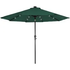 9ft. Solar Lighted Outdoor Patio Market Umbrella Hunter Green