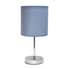 Creekwood Home Nauru 12" Brushed Nickel Petite Metal Stick Table Lamp Purple
