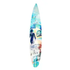 American Art Decor Dogtown Collage Surfboard Plaque Wall Sign - 15" x 59.625"