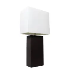 Lalia Home Lexington 21" Leather Home D&eacute;cor Table Lamp Black