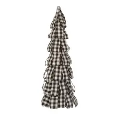 Glitzhome&reg; 17" Black & White Plaid Fabric Tabletop Tree