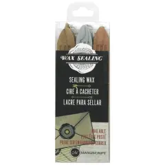 Manuscript Gold, Silver & Bronze Wax Sealing Wax with Wick, 3ct.