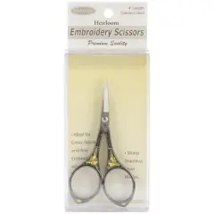 Sullivans 4" Gunmetal & Gold Heirloom Embroidery Round Handle Scissors