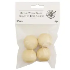 Natural Wood Round Beads by Loops & Threads&reg;, 32mm