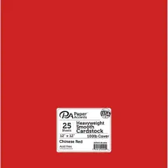 PA Paper&trade; Accents Smooth 12"x 12" Heavyweight Cardstock, 25 Sheets Chinese Red