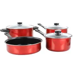 Gibson Everyday&reg; Cardinal 7-Piece Red Nonstick Steel Cookware Set