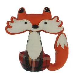 9.5" Orange Plaid Plush Sitting Fox Tabletop D&eacute;cor