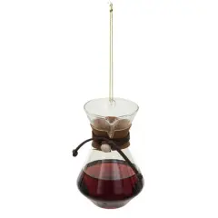 Hello Honey&reg; 3.5" Brown & Black Glass Pour Over Coffee Ornament