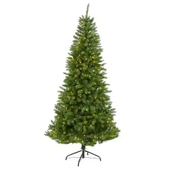 6.5ft. Pre-Lit Green Valley Fir Artificial Christmas Tree with Clear LED Lights