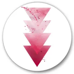 Designart - Red Triangles Abstract Geometric Art Composition - Modern Metal Circle Wall Art