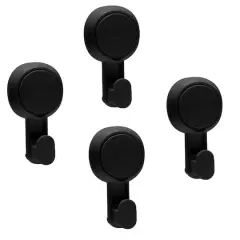 Bath Bliss 4 Pack Matte Black Gel-Suction Power Hooks